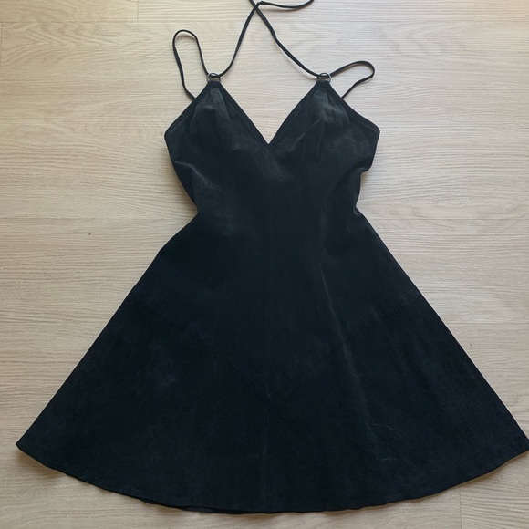 Michael Hoban Dresses & Skirts - 1980s North Beach Black Suede Halter Dress